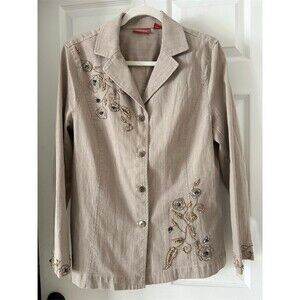 Nordstrom embroidery jacket with beads Women’s  Sz Large‎ beautiful